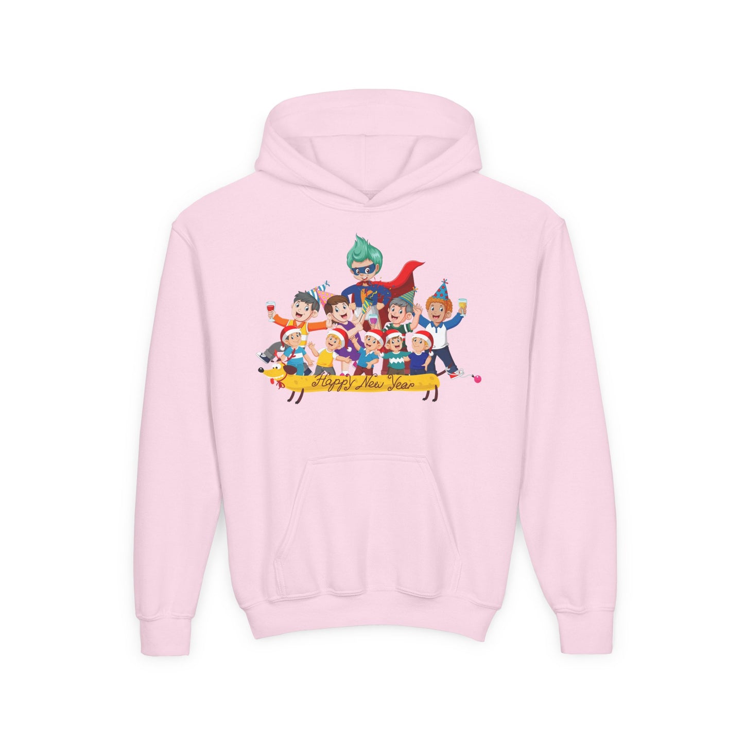 Youth Heavy Blend Hooded Sweatshirt - Happy new year with friends