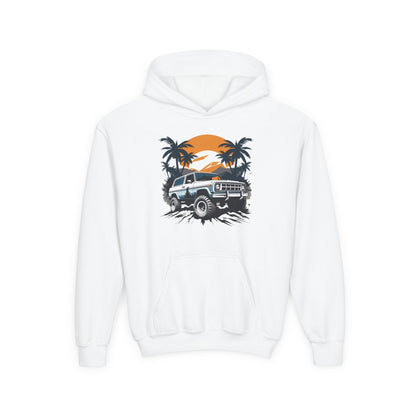 Youth Heavy Blend Hooded Sweatshirt - Off road car Printify