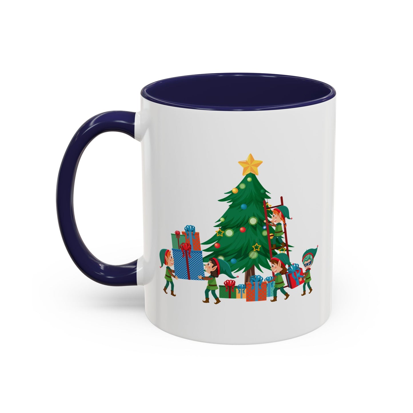 Accent Coffee Mug - Super kiddo putting gifts on christmas tree