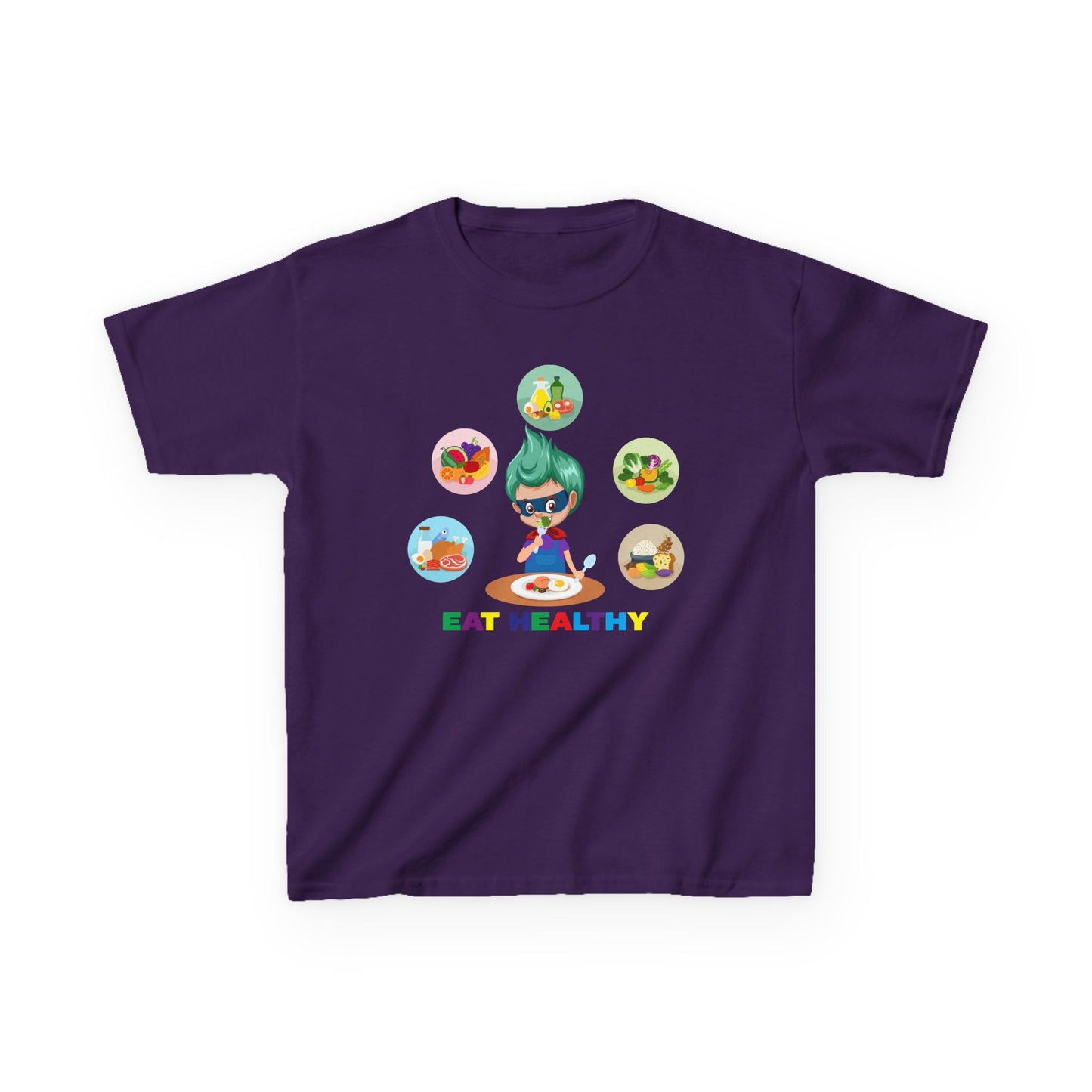 Kids Heavy Cotton™ Tee - Supper kiddo showing healthy food to eat - [[{"value":"Wonderwear Kid"}]]