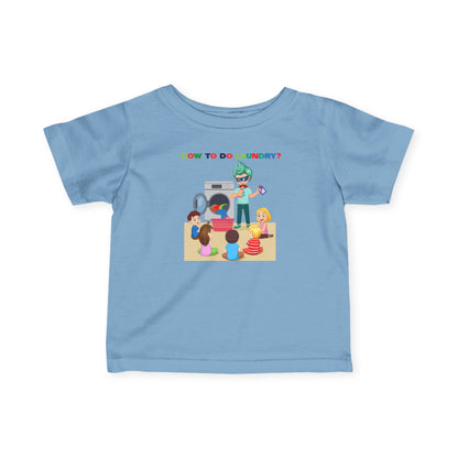 Infant Fine Jersey Tee - super kiddo teaching laundry - [[{"value":"Wonderwear Kid"}]]