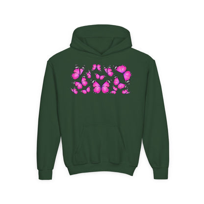 Youth Heavy Blend Hooded Sweatshirt -  Beautiful purple monarch Printify