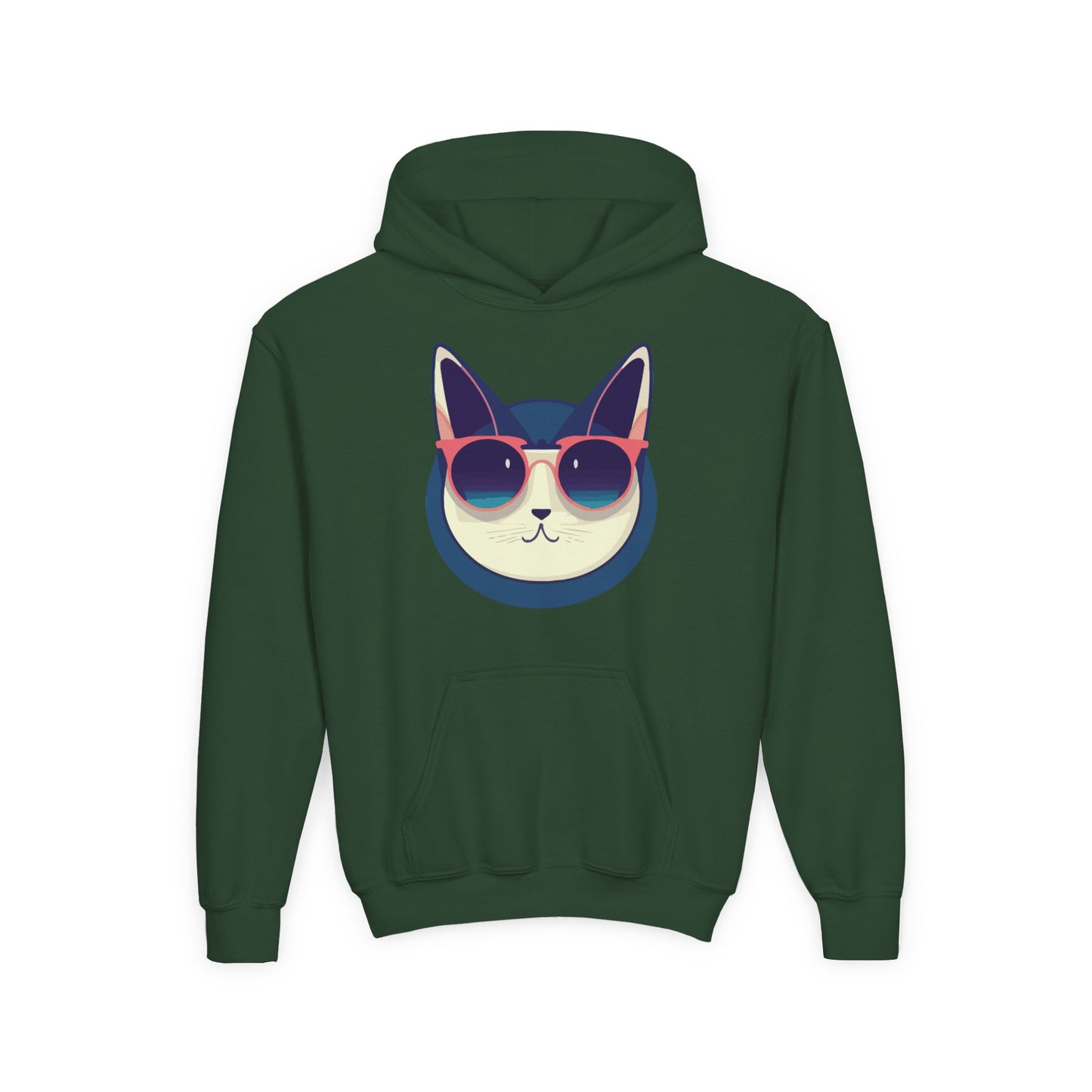 Youth Heavy Blend Hooded Sweatshirt - Cool Cat Sunglasses
