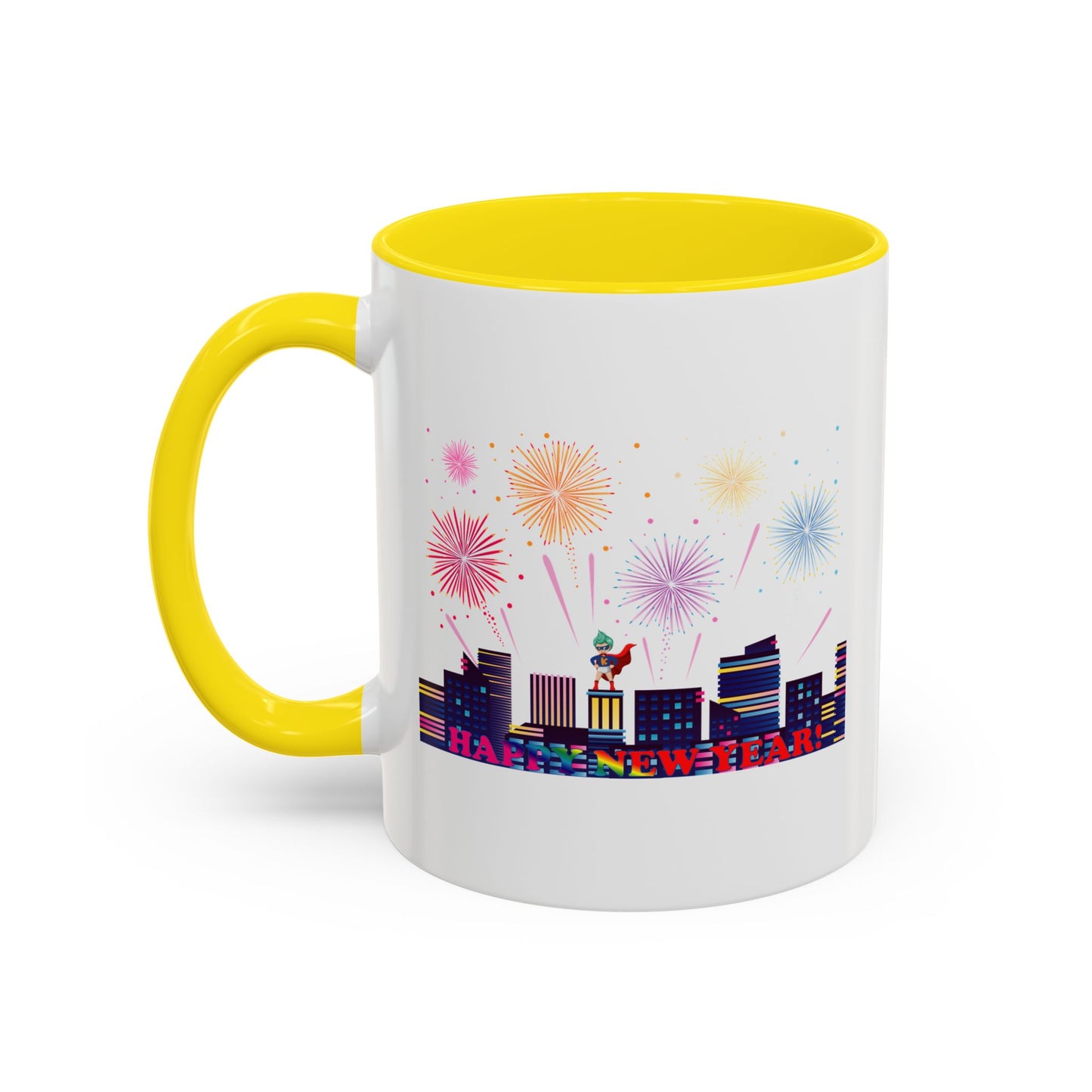 Accent Coffee Mug - Super kiddo with fireworks with text