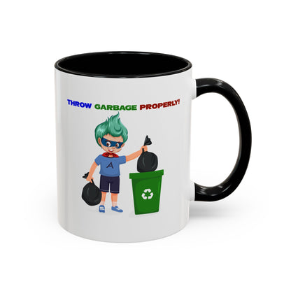 Accent Coffee Mug - Super kiddo taking trash out - [[{"value":"Wonderwear Kid"}]]