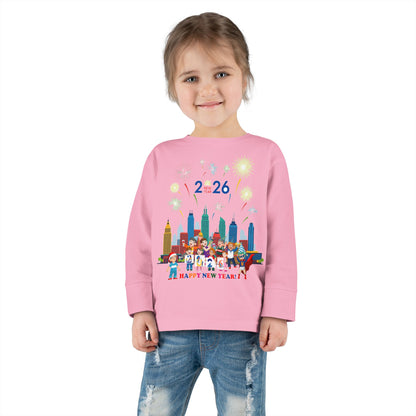 Toddler Long Sleeve Tee - Happy new year with fireworks - [[{"value":"Wonderwear Kid"}]]