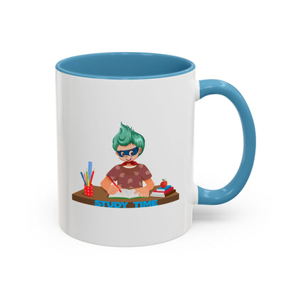 Accent Coffee Mug - Super kiddo studying - [[{"value":"Wonderwear Kid"}]]