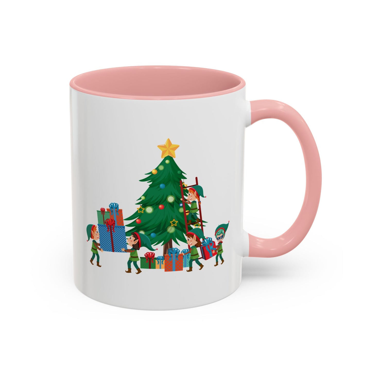 Accent Coffee Mug - Super kiddo putting gifts on christmas tree