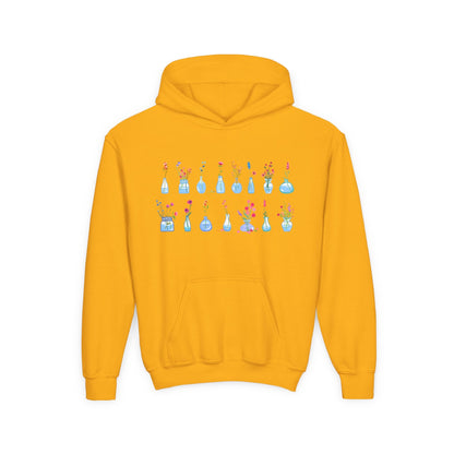 Youth Heavy Blend Hooded Sweatshirt - Set of flower vase Printify