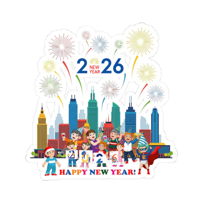 Kiss-Cut Stickers - Happy new year with fireworks - [[{"value":"Wonderwear Kid"}]]