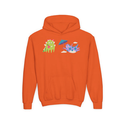 Youth Heavy Blend Hooded Sweatshirt - Monsters playing Printify