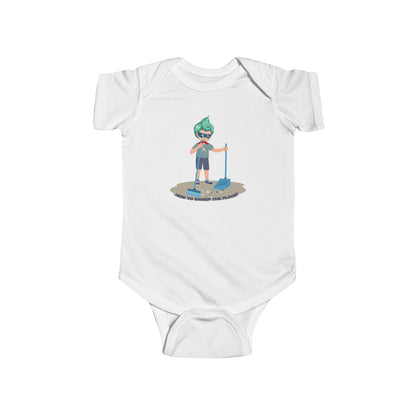 Infant Bodysuit - Super kiddo sweeping floor - [[{"value":"Wonderwear Kid"}]]