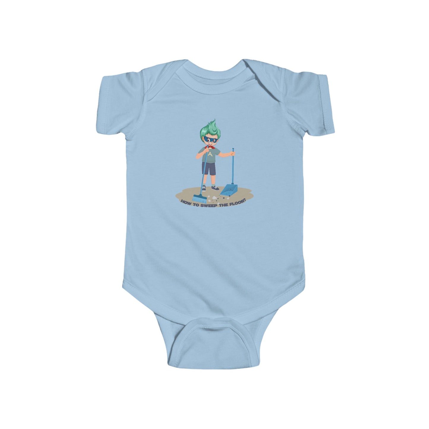 Infant Bodysuit - Super kiddo sweeping floor - [[{"value":"Wonderwear Kid"}]]