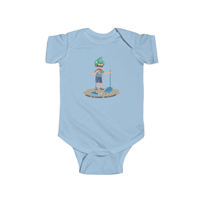 Infant Bodysuit - Super kiddo sweeping floor - [[{"value":"Wonderwear Kid"}]]