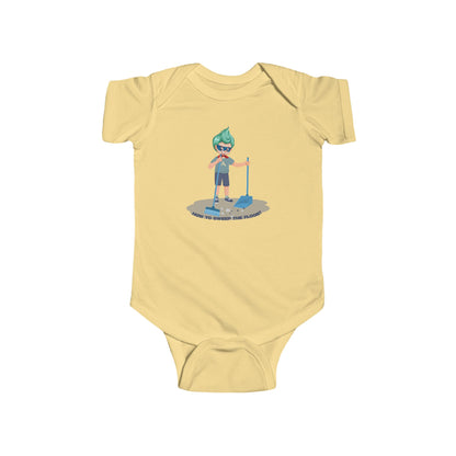 Infant Bodysuit - Super kiddo sweeping floor - [[{"value":"Wonderwear Kid"}]]