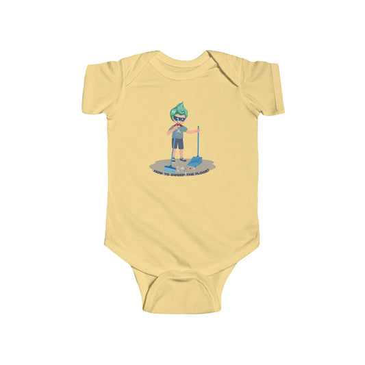 Infant Bodysuit - Super kiddo sweeping floor - [[{"value":"Wonderwear Kid"}]]