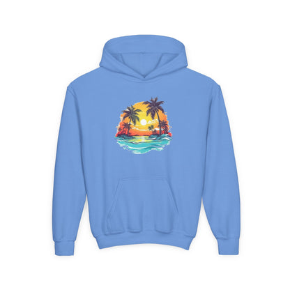 Youth Heavy Blend Hooded Sweatshirt - Summer tropical Printify
