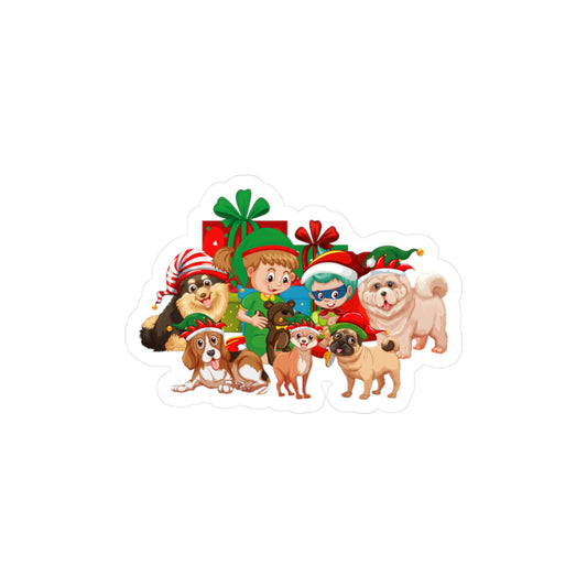 Christmas Kiss-Cut Vinyl Decals – Christmas with super kiddo pet friends without text - [[{"value":"Wonderwear Kid"}]]