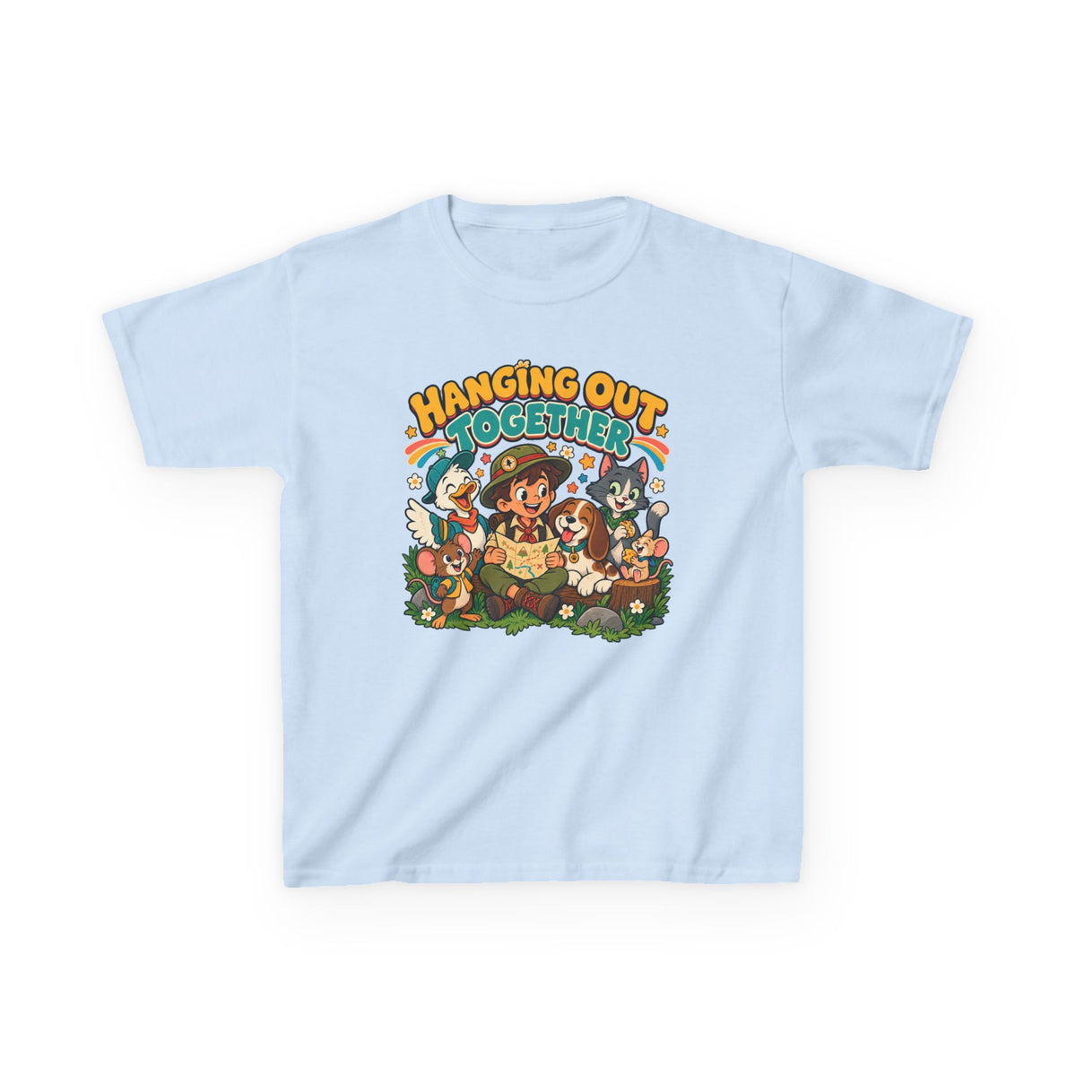 Kids Heavy Cotton™ Tee - Retro Friends Hanging Out Together