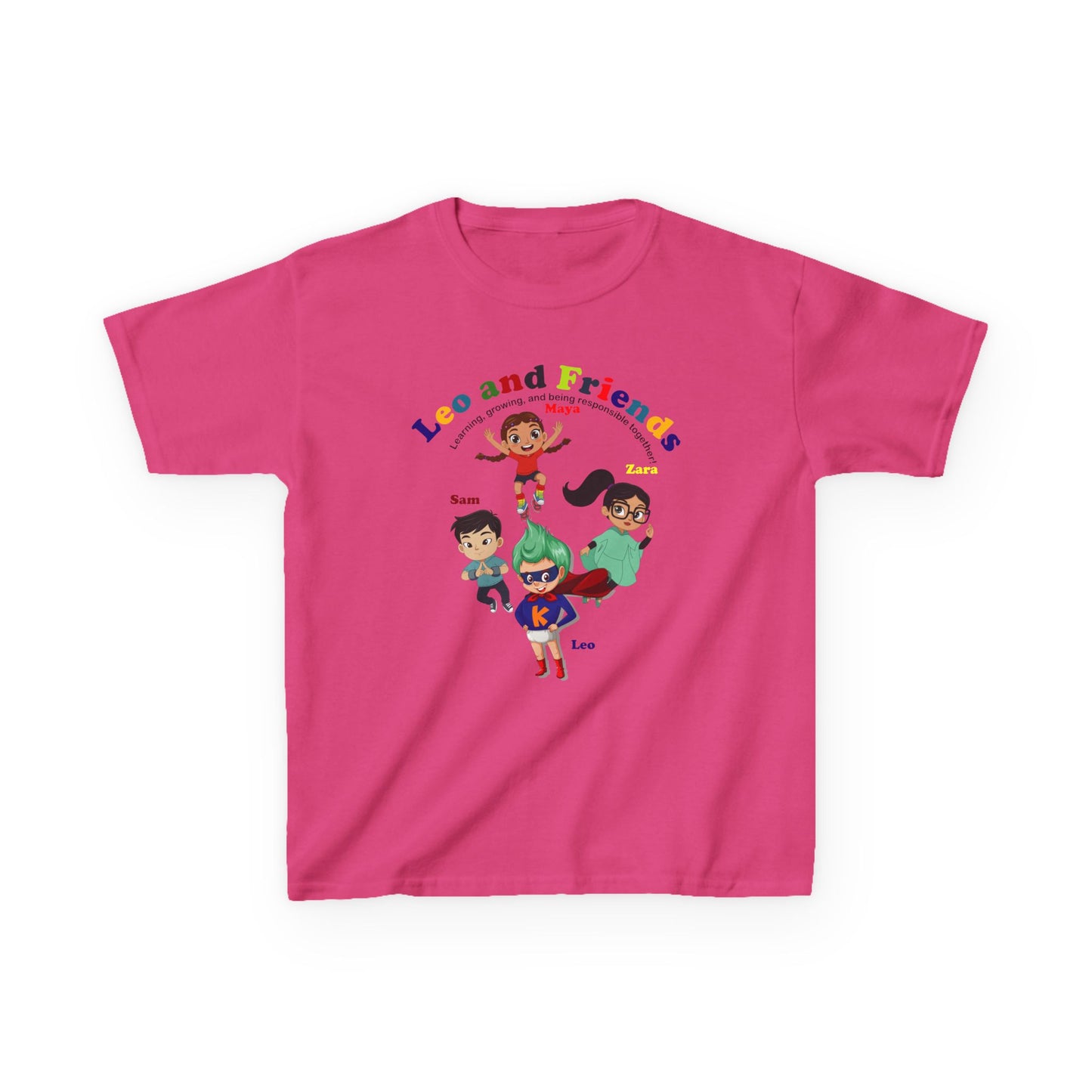 Kids Heavy Cotton™ Tee - Leo & Friends - Learning and growing - [[{"value":"Wonderwear Kid"}]]