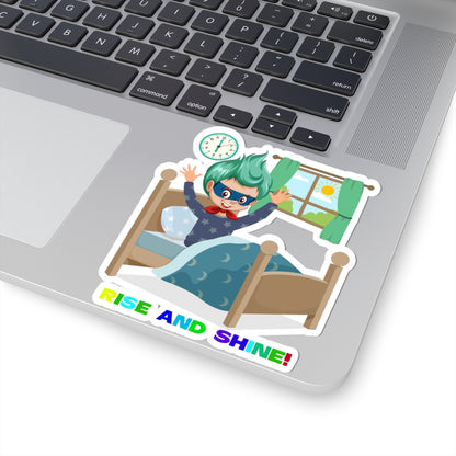 Kiss-Cut Stickers - Super kiddo teaches us to wake up early - [[{"value":"Wonderwear Kid"}]]