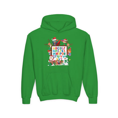 Youth Heavy Blend Hooded Sweatshirt - Christmas alphabet with super kiddo - [[{"value":"Wonderwear Kid"}]]