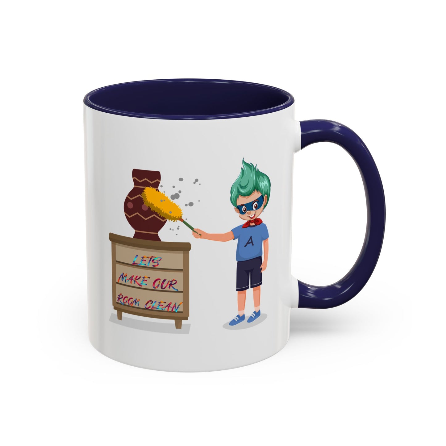 Accent Coffee Mug - Super kiddo cleaning a vase
