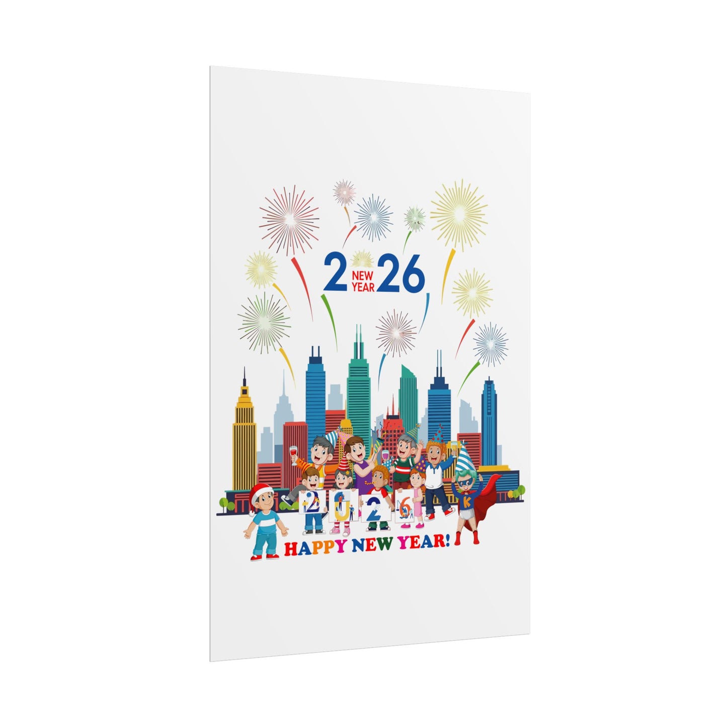 Rolled Posters - Happy new year with fireworks - [[{"value":"Wonderwear Kid"}]]