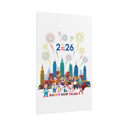 Rolled Posters - Happy new year with fireworks - [[{"value":"Wonderwear Kid"}]]