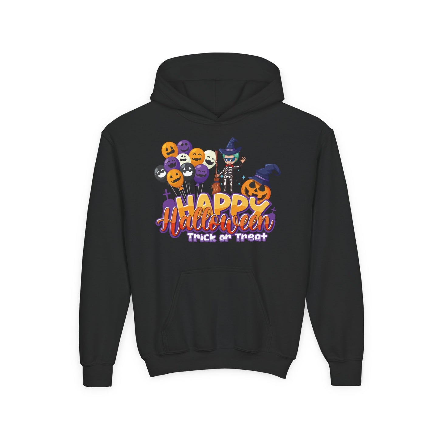 Youth Heavy Blend Hooded Sweatshirt - Happy halloween trick or treat
