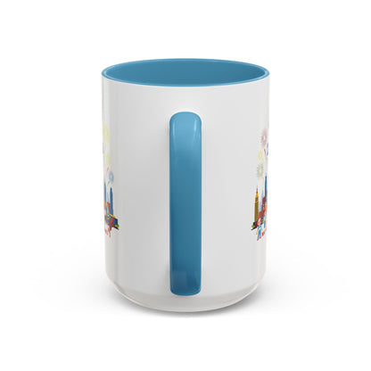 Accent Coffee Mug - Happy new year with fireworks - [[{"value":"Wonderwear Kid"}]]