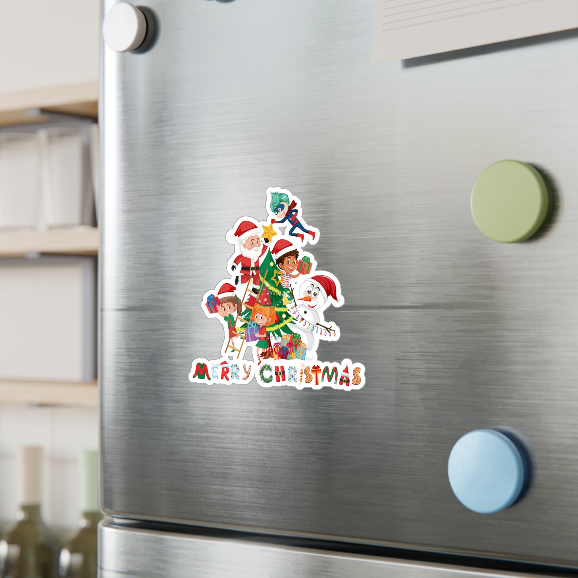 Christmas Kiss-Cut Vinyl Decals – Super kiddo making christmas tree with text - [[{"value":"Wonderwear Kid"}]]