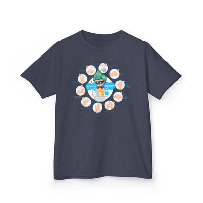 Kids Heavy Cotton™ Tee - Super kiddo hand washing steps - [[{"value":"Wonderwear Kid"}]]