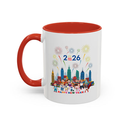 Accent Coffee Mug - Happy new year with fireworks - [[{"value":"Wonderwear Kid"}]]