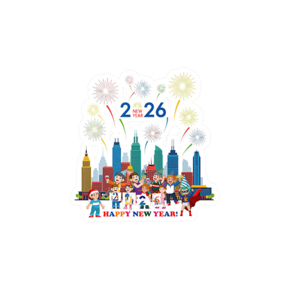 Christmas Kiss-Cut Vinyl Decals – Happy new year with fireworks - [[{"value":"Wonderwear Kid"}]]