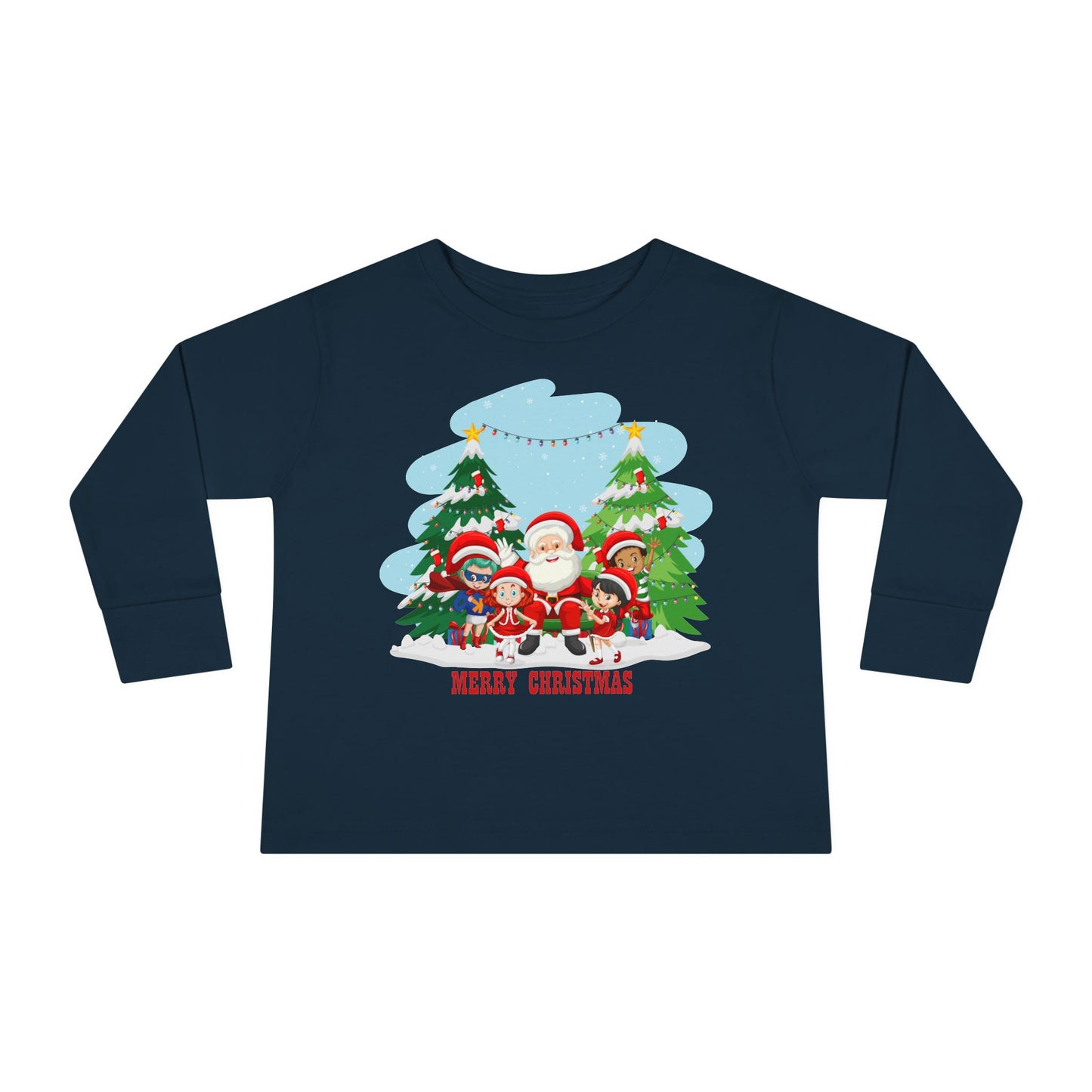 Toddler Long Sleeve Tee - Super kiddo with santa claus Merry christmas - [[{"value":"Wonderwear Kid"}]]