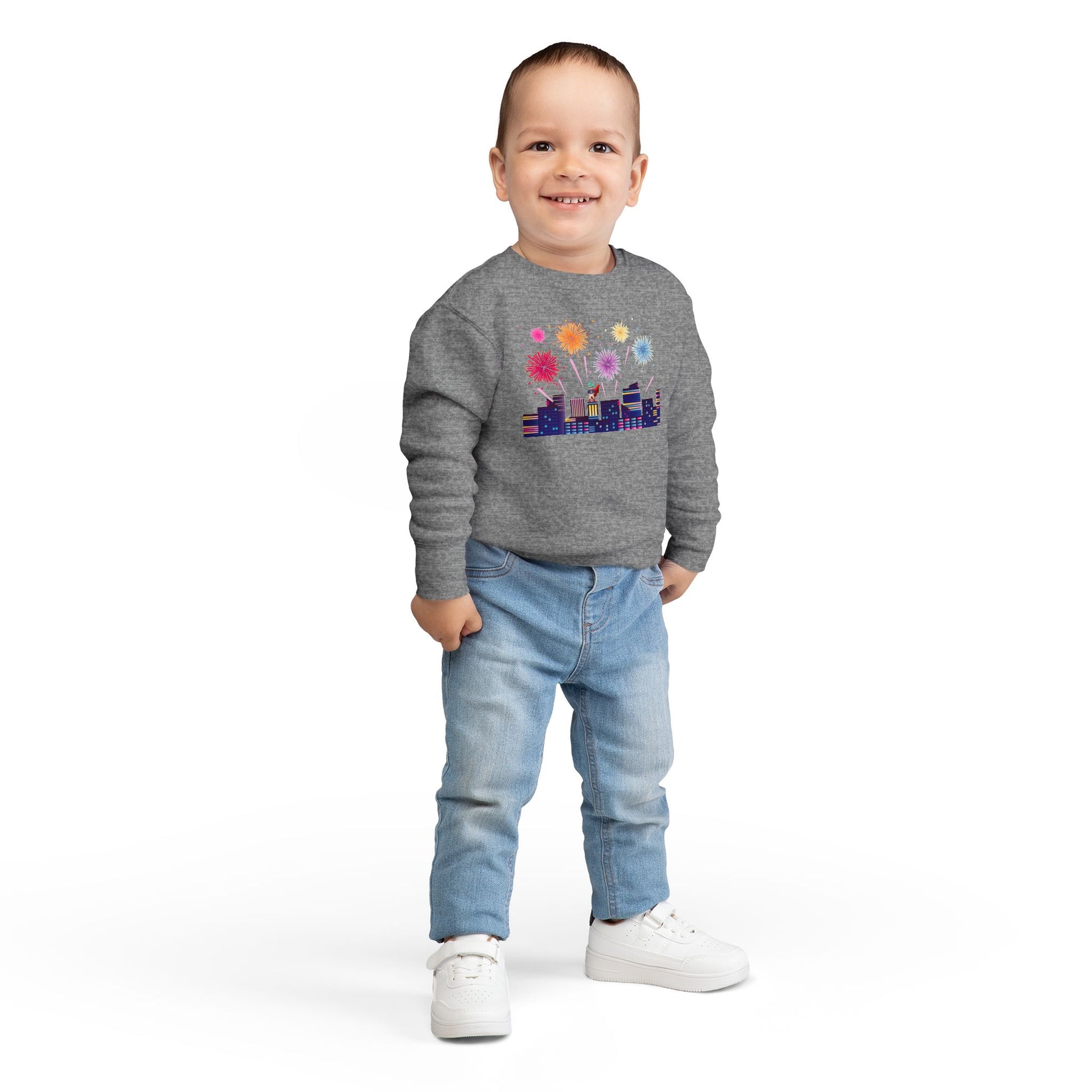Toddler Sweatshirt - Super kiddo with fireworks - [[{"value":"Wonderwear Kid"}]]