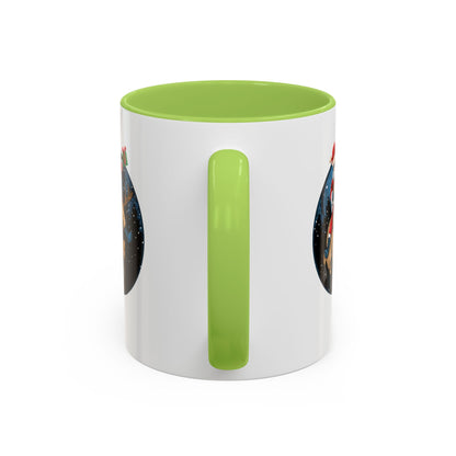 Accent Coffee Mug - Super kiddo riding a reindeer - [[{"value":"Wonderwear Kid"}]]