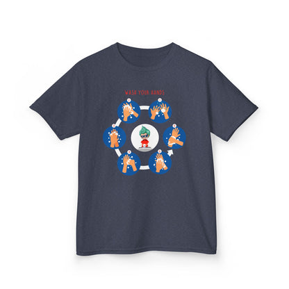 Kids Heavy Cotton™ Tee - Super kiddo teaching how to wash hands - [[{"value":"Wonderwear Kid"}]]