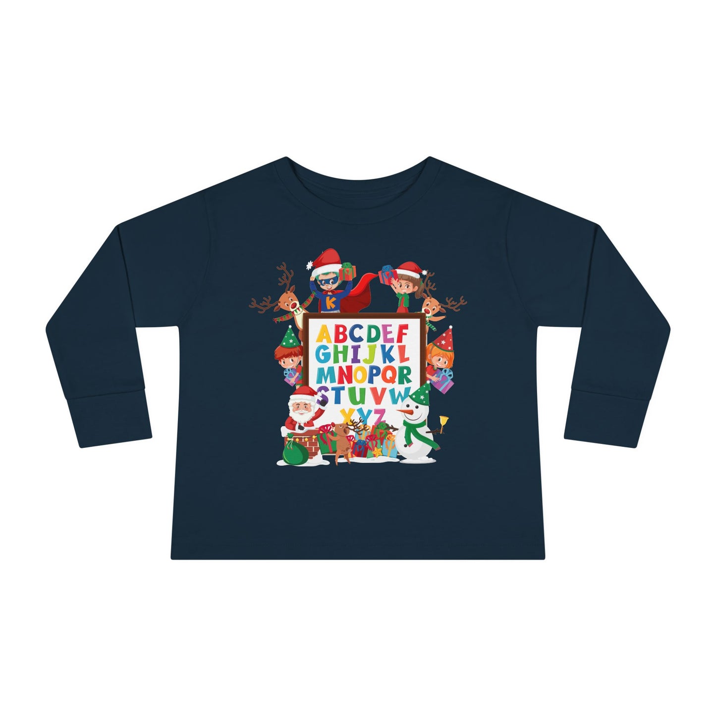 Toddler Long Sleeve Tee - Christmas alphabet with super kiddo - [[{"value":"Wonderwear Kid"}]]