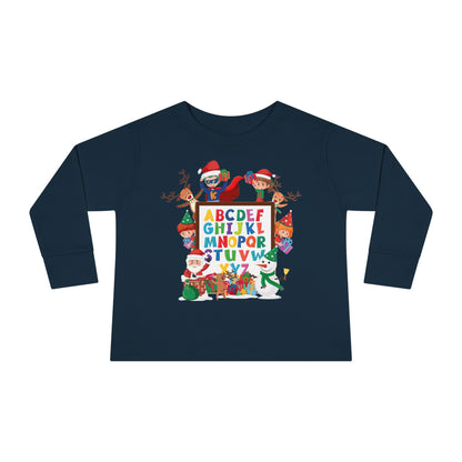 Toddler Long Sleeve Tee - Christmas alphabet with super kiddo - [[{"value":"Wonderwear Kid"}]]