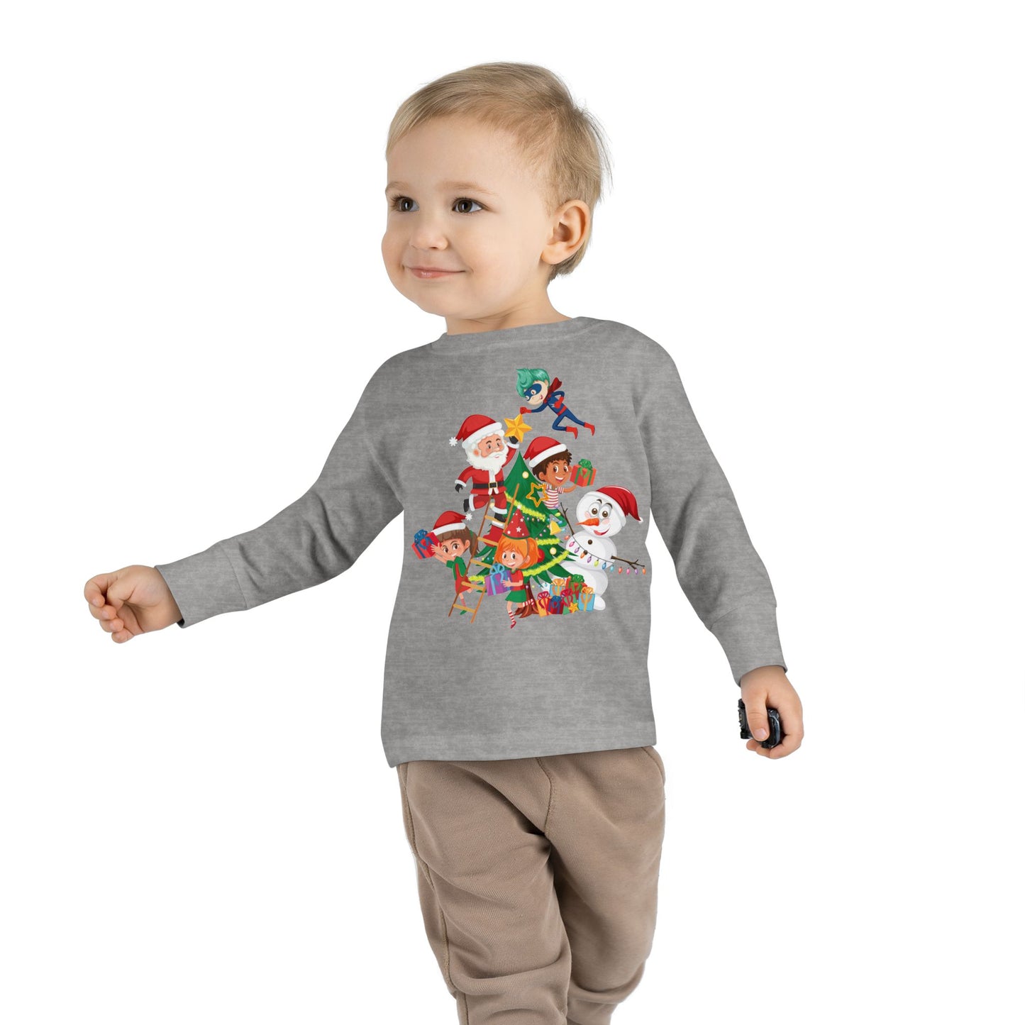 Toddler Long Sleeve Tee - Super kiddo making christmas tree - [[{"value":"Wonderwear Kid"}]]