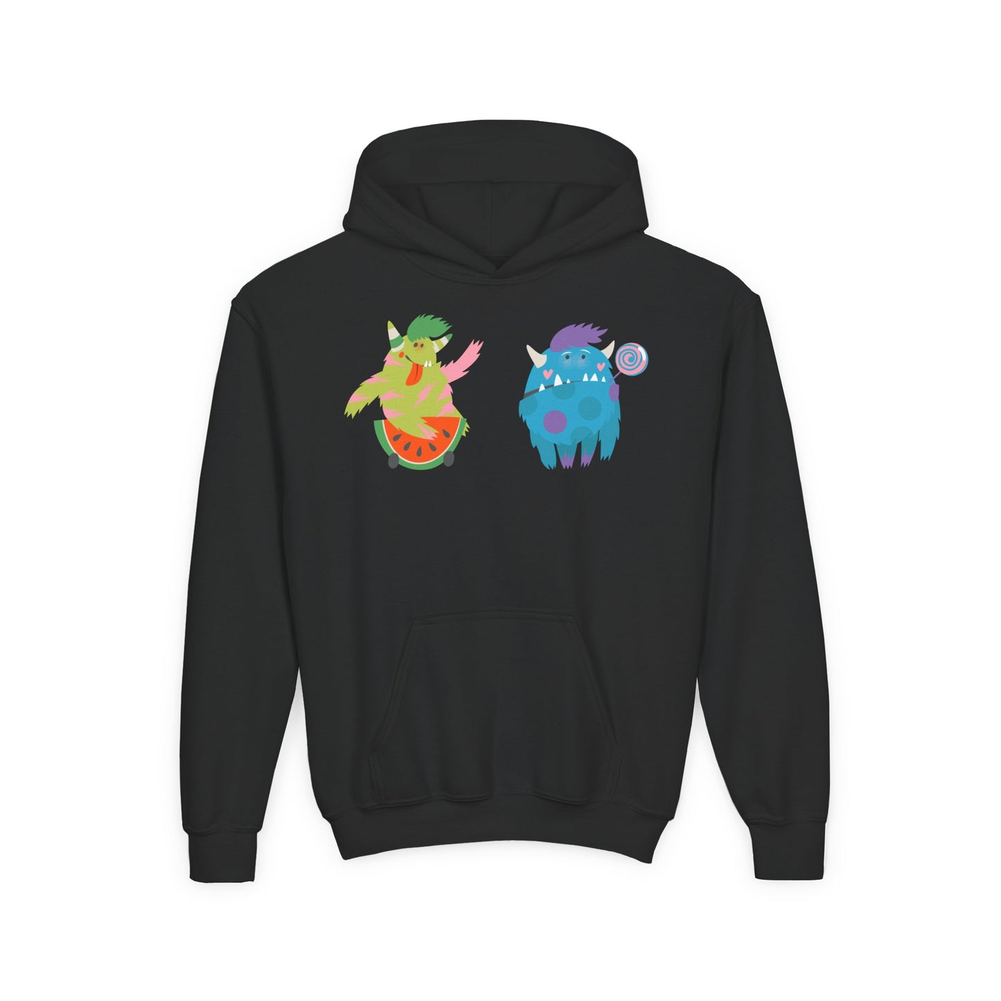 Youth Heavy Blend Hooded Sweatshirt - Funny Toothy monsters