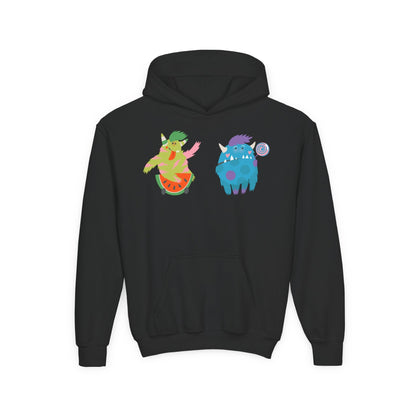 Youth Heavy Blend Hooded Sweatshirt - Funny Toothy monsters Printify