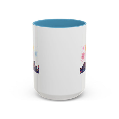 Accent Coffee Mug - Super kiddo with fireworks - [[{"value":"Wonderwear Kid"}]]
