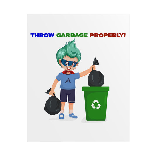 Rolled Posters - Super kiddo taking trash out - [[{"value":"Wonderwear Kid"}]]