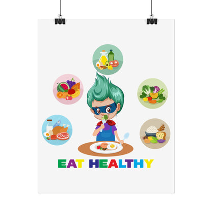 Rolled Posters - Supper kiddo showing healthy food to eat - [[{"value":"Wonderwear Kid"}]]
