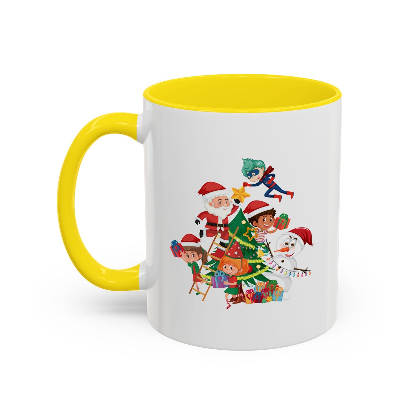 Accent Coffee Mug - Super kiddo making christmas tree
