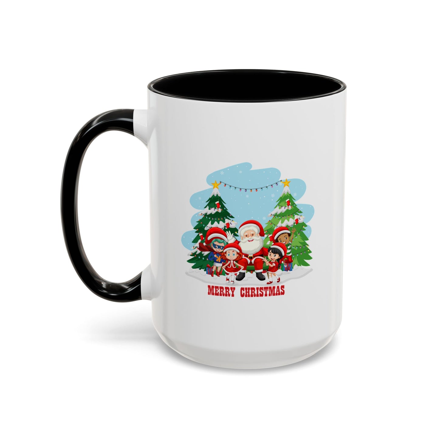 Accent Coffee Mug - Super kiddo with santa claus Merry christmas