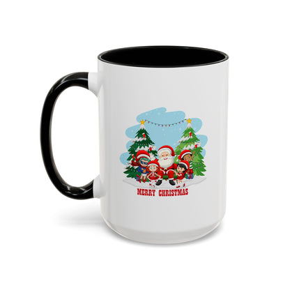 Accent Coffee Mug - Super kiddo with santa claus Merry christmas - [[{"value":"Wonderwear Kid"}]]